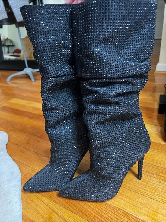 Jessica Simpson Shoes - Jessica Simpson Black Rhinestone Slouch Stiletto Boots Size 7.5M